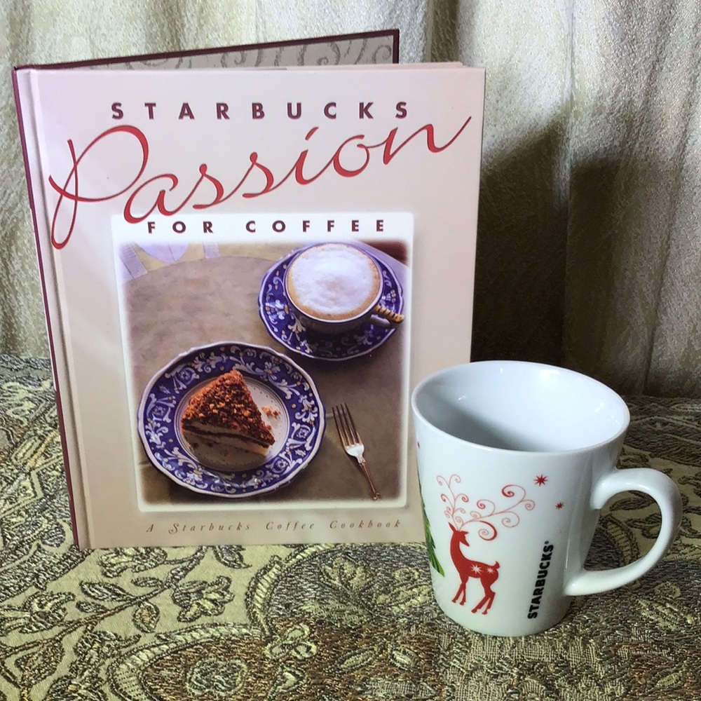 🔥Starbucks 1994 vintage coffee cookbook and 2011 Christmas mug Great gift set!